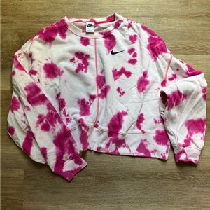 Nike White and Pink Tie-Dye Sweatshirt